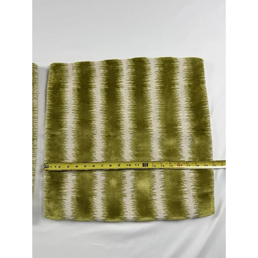 Chartreuse Velvet Throw Pillow Cover Set 2/Pair Green Cream Smithy Home Couture